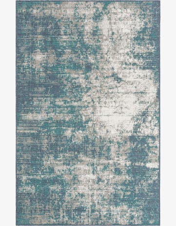 Blue Easy-Clean Coastal Indoor / Outdoor Rug