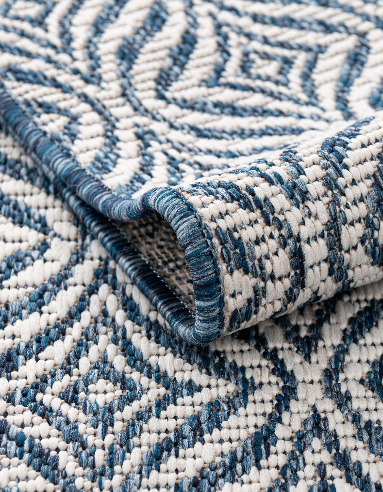 Custom Blue Easy-Clean Lattice Indoor / Outdoor Rug