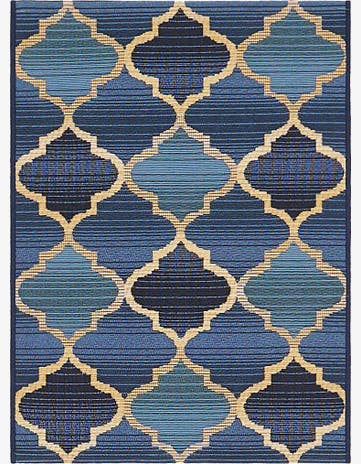 Blue Easy-Clean Lattice Indoor / Outdoor Rug