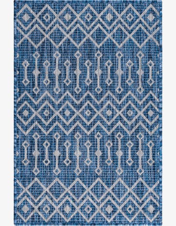 Blue Easy-Clean Lattice Indoor / Outdoor Rug
