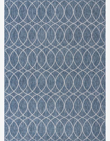Blue Easy-Clean Lattice Indoor / Outdoor Rug