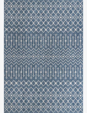 Blue Easy-Clean Lattice Indoor / Outdoor Rug