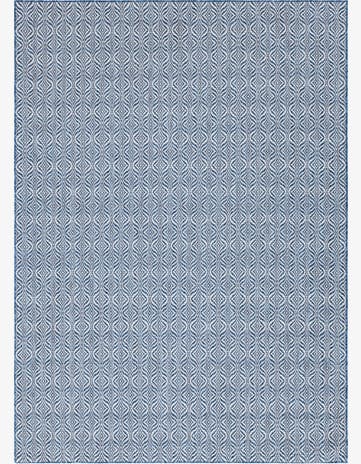 Blue Easy-Clean Lattice Indoor / Outdoor Rug