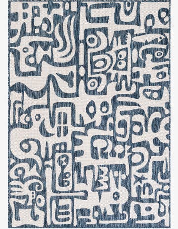 Blue Easy-Clean Modern Indoor / Outdoor Rug