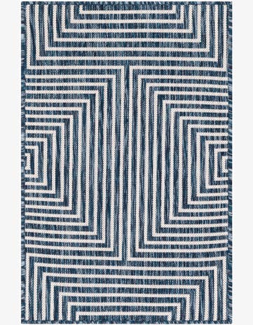 Blue Easy-Clean Modern Indoor / Outdoor Rug