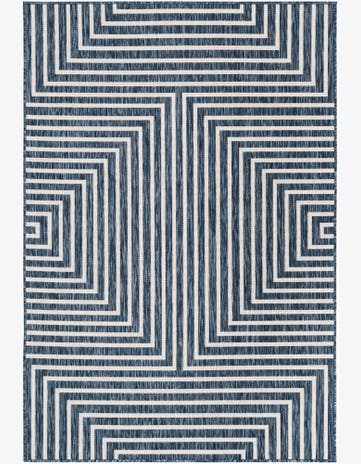 Blue Easy-Clean Modern Indoor / Outdoor Rug