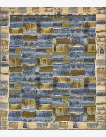 Blue Easy-Clean Modern Indoor / Outdoor Rug