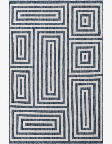 Blue Easy-Clean Modern Indoor / Outdoor Rug