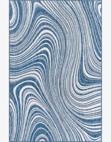 Blue Easy-Clean Modern Indoor / Outdoor Rug