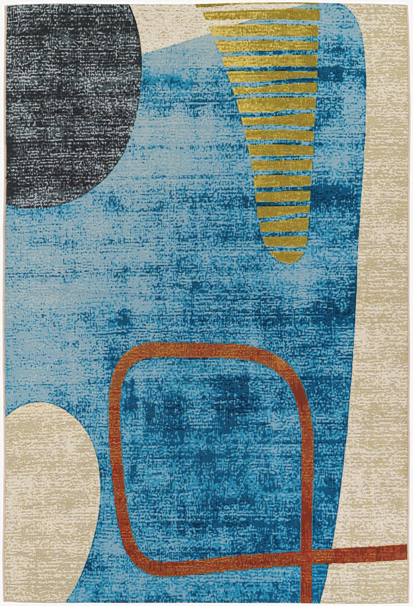 5' 3 x 7' 8  Washable Modern Indoor / Outdoor Rug
