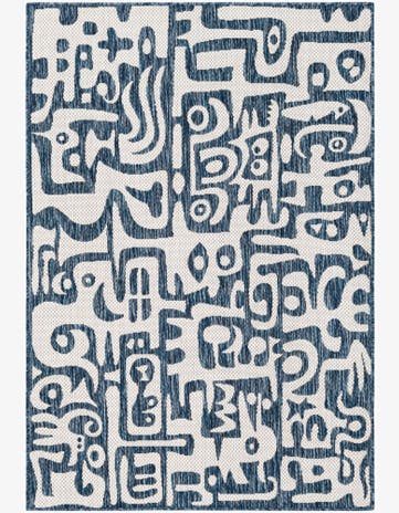 Blue Easy-Clean Modern Indoor / Outdoor Rug