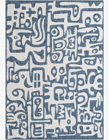 Blue Easy-Clean Modern Indoor / Outdoor Rug