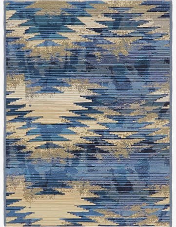 Blue Easy-Clean Modern Indoor / Outdoor Rug