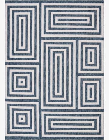 Blue Easy-Clean Modern Indoor / Outdoor Rug