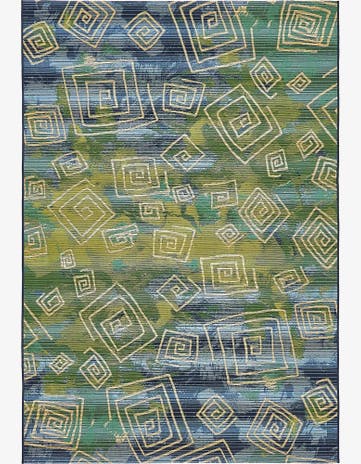 Blue Easy-Clean Modern Indoor / Outdoor Rug