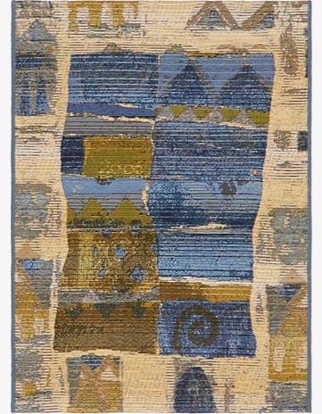 Blue Easy-Clean Modern Indoor / Outdoor Rug