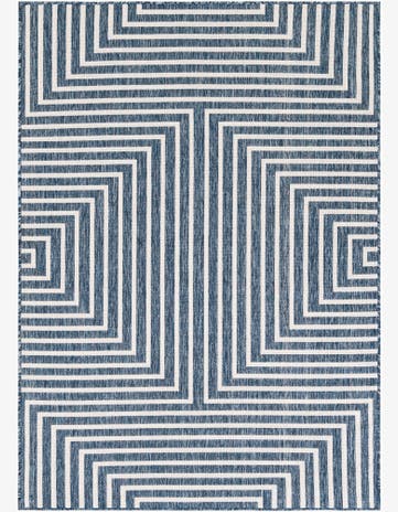 Blue Easy-Clean Modern Indoor / Outdoor Rug