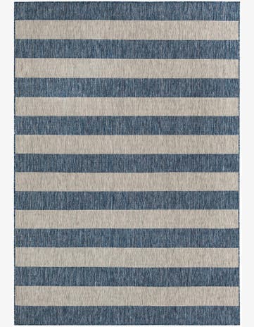 Blue Easy-Clean Ribbon Indoor / Outdoor Rug