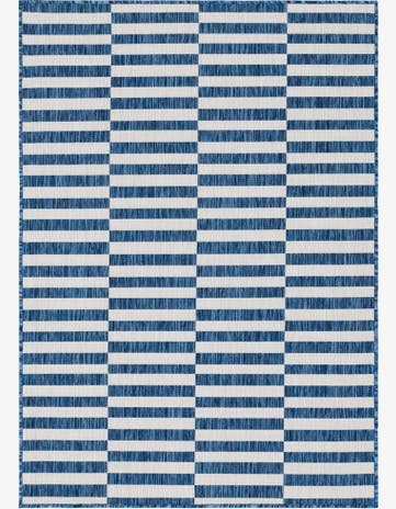 Blue Easy-Clean Ribbon Indoor / Outdoor Rug