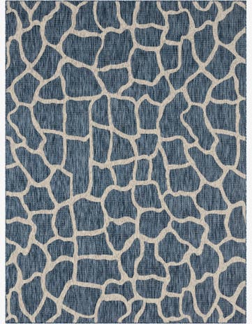 Blue Easy-Clean Safari Indoor / Outdoor Rug