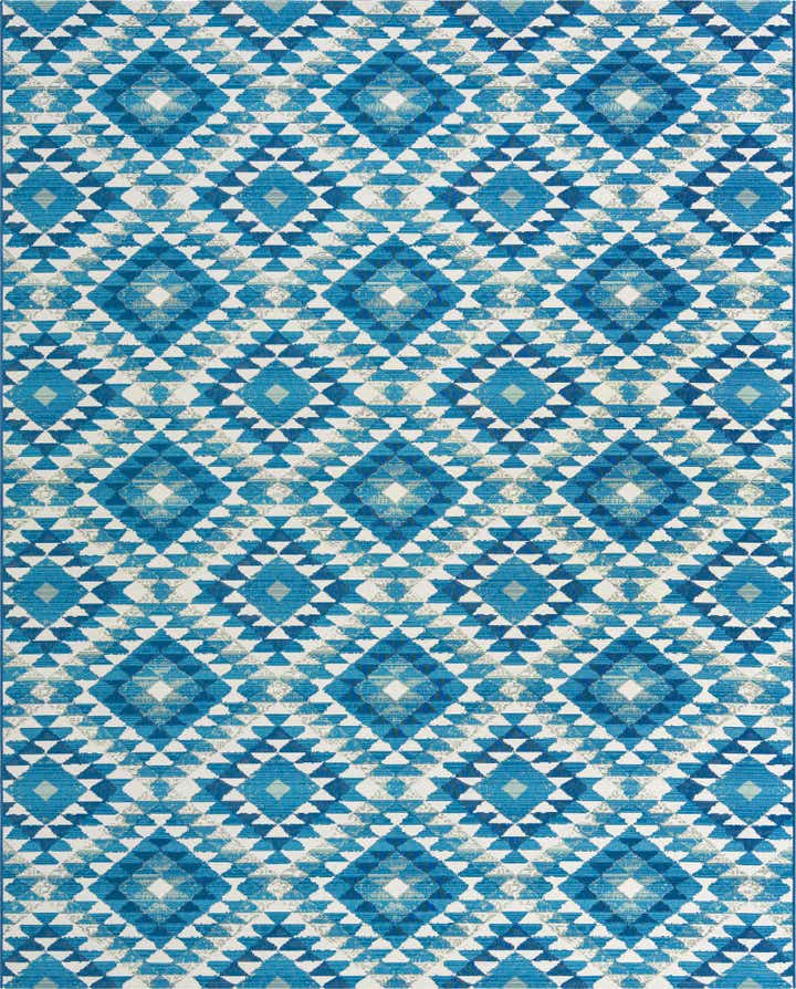 7' 10 x 10' Easy-Clean Southwestern Indoor / Outdoor Rug
