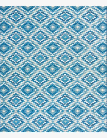Blue Easy-Clean Southwestern Indoor / Outdoor Rug