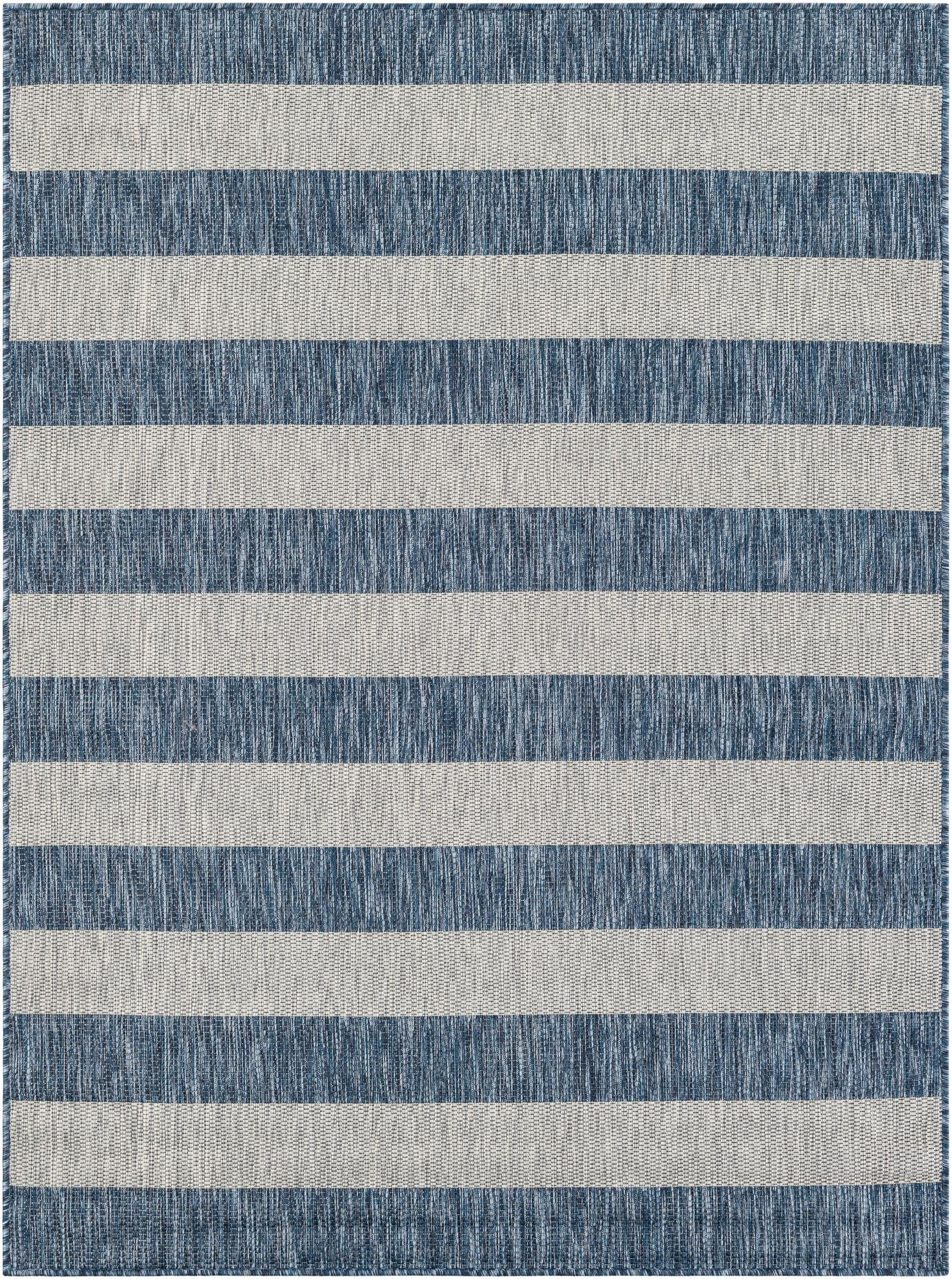 5' 3 x 7'  Washable Striped Indoor / Outdoor Rug