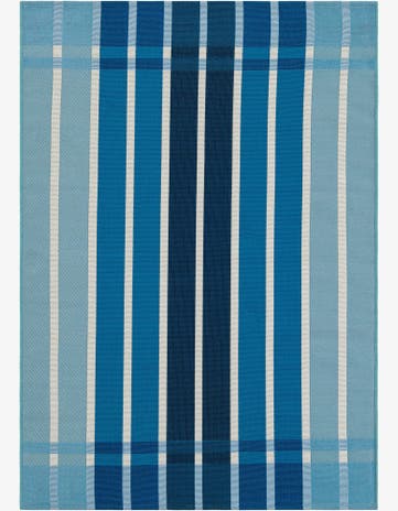 Blue Easy-Clean Striped Indoor / Outdoor Rug