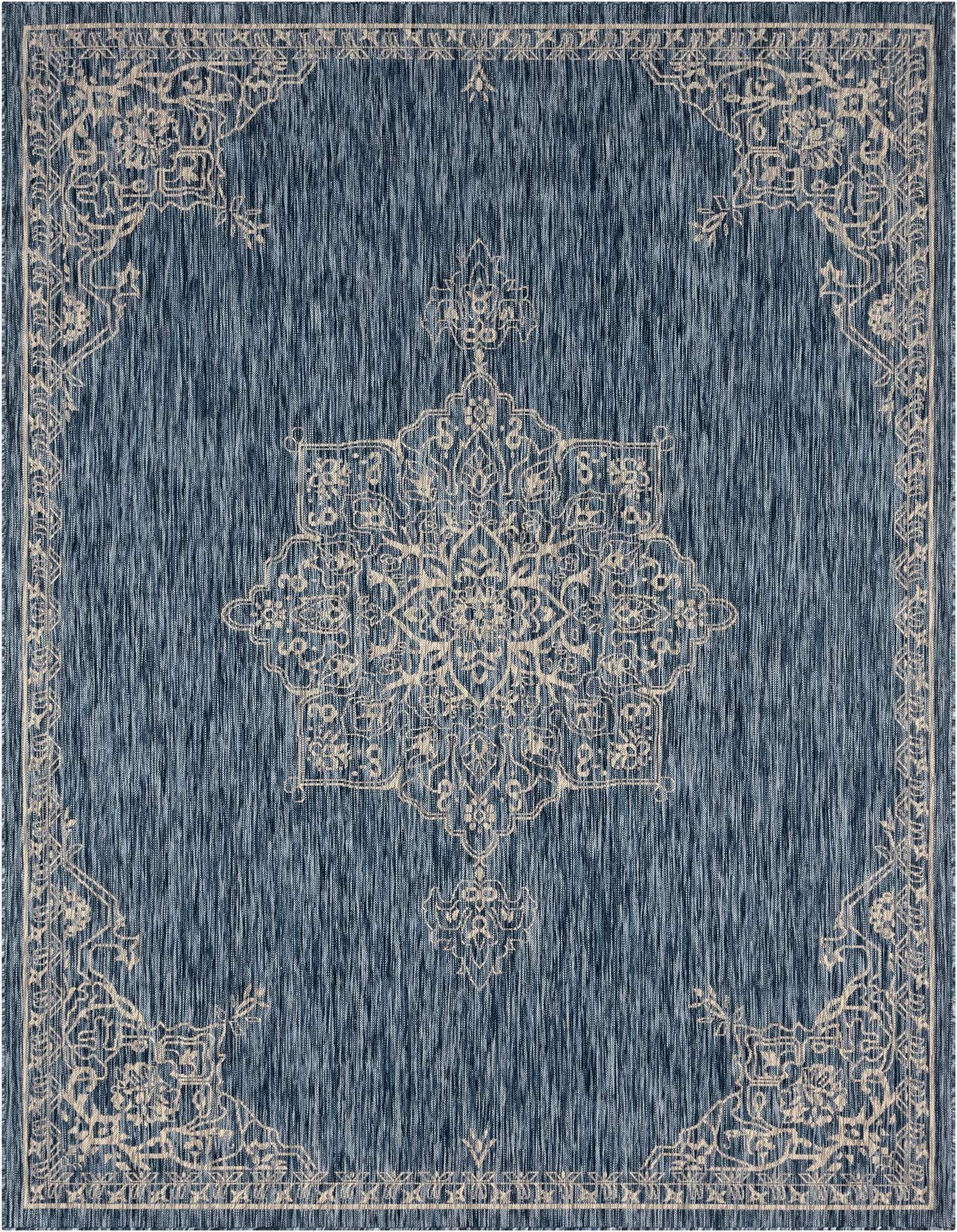 7' 10 x 11' Easy-Clean Traditional Indoor / Outdoor Rug