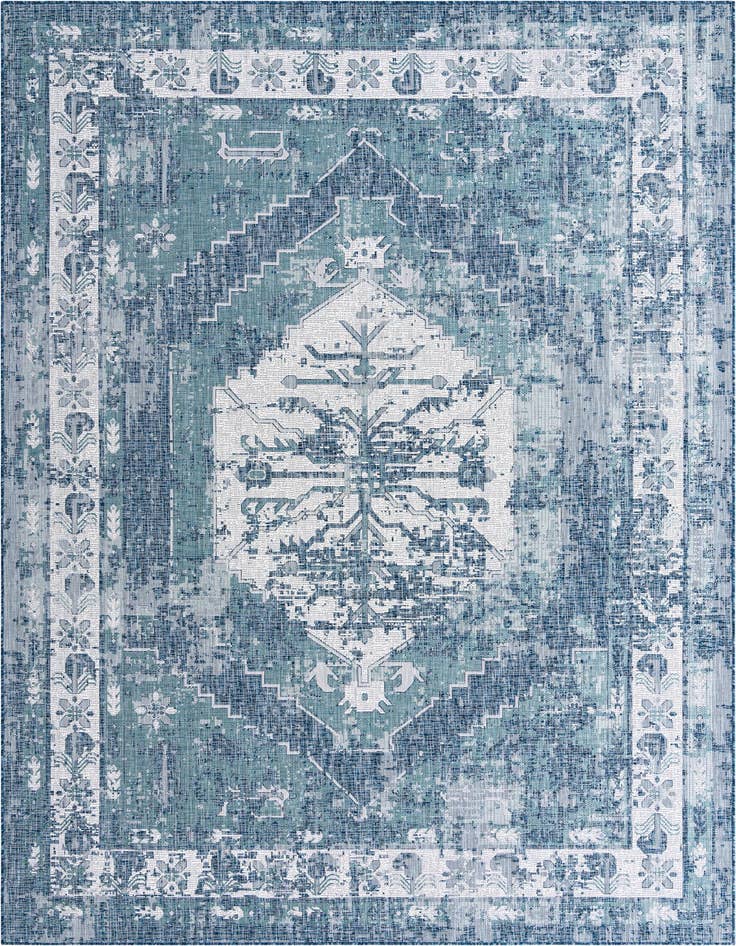 Detail image of 9' x 12' Easy-Clean Traditional Indoor / Outdoor Rug