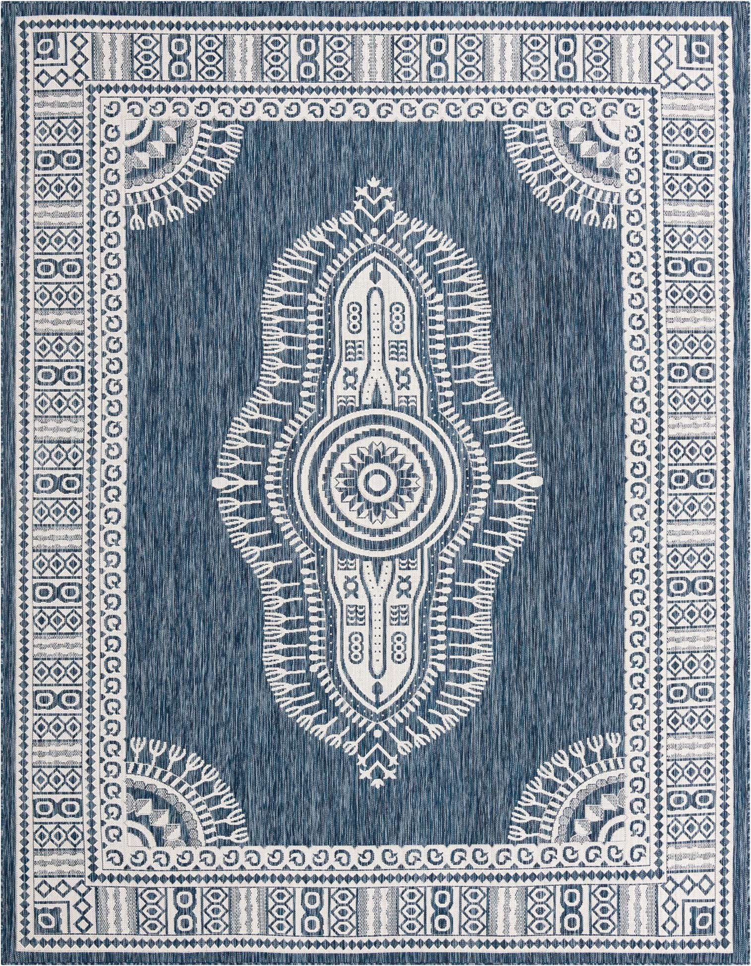 9' x 12' Easy-Clean Traditional Indoor / Outdoor Rug