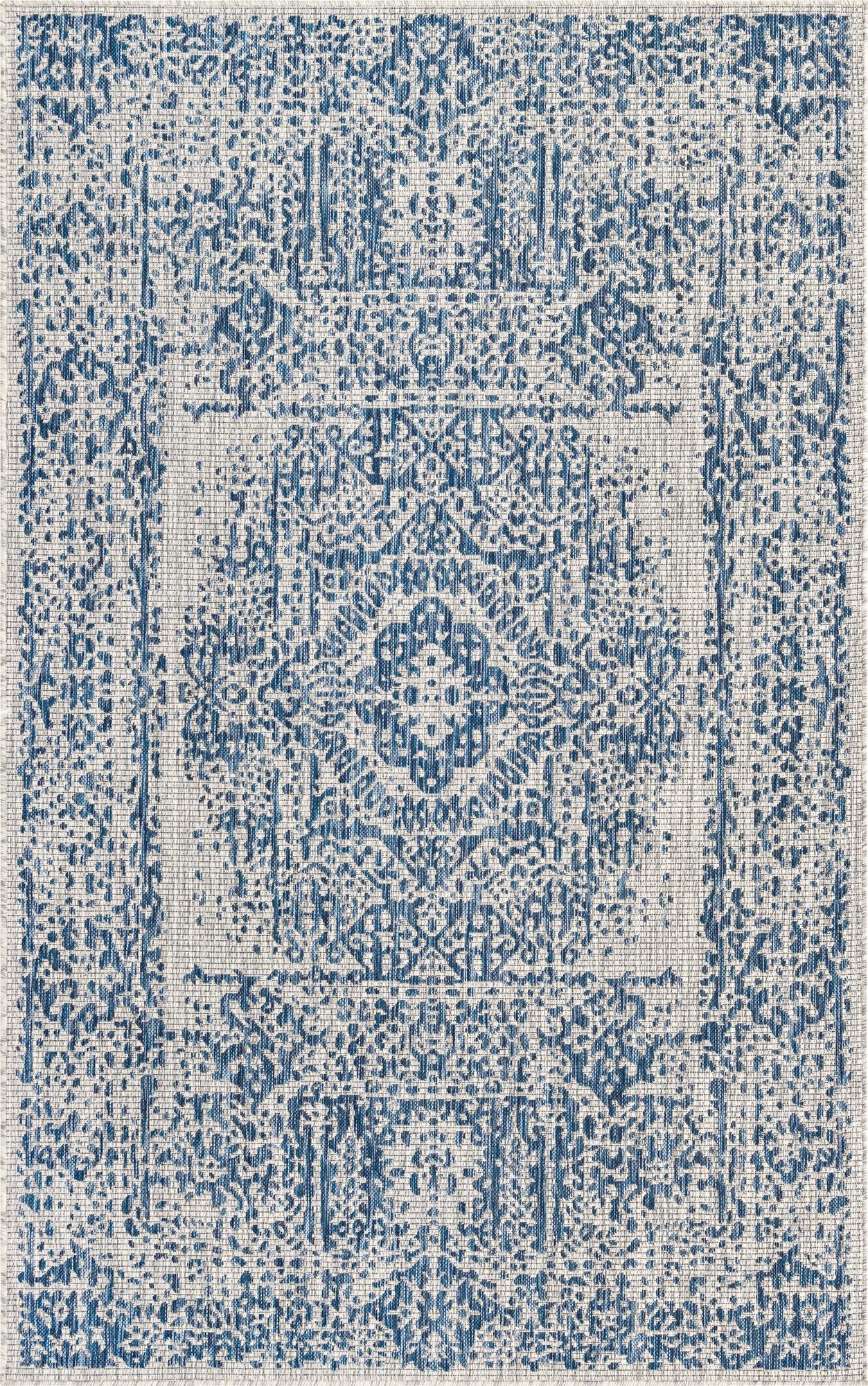 Primary image 5' 3 x 8'  Washable Traditional Indoor / Outdoor Rug