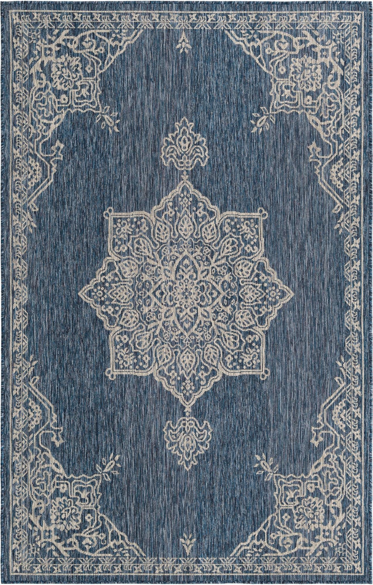 Primary image 5' 3 x 8'  Washable Traditional Indoor / Outdoor Rug