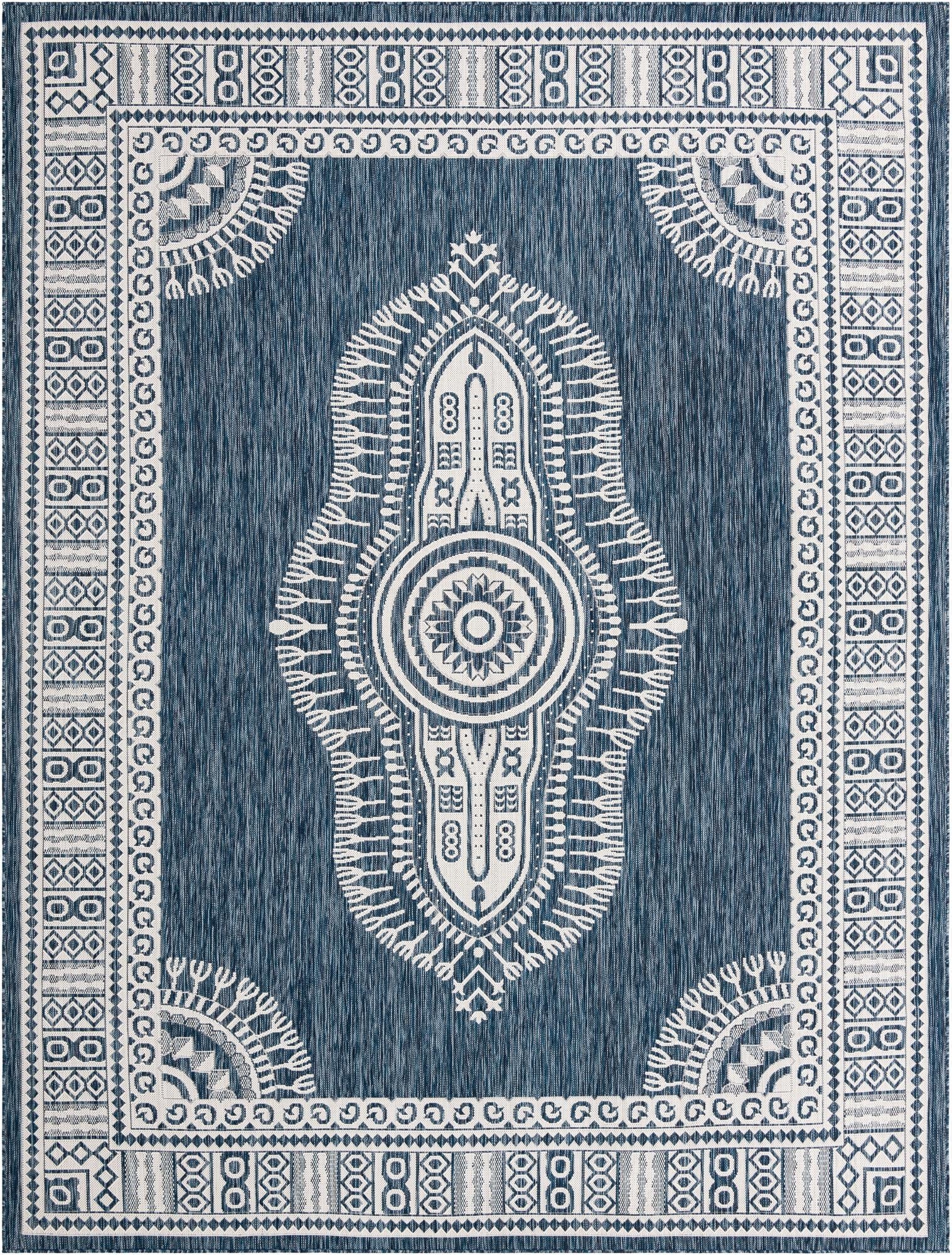 9' x 12'  Washable Traditional Indoor / Outdoor Rug