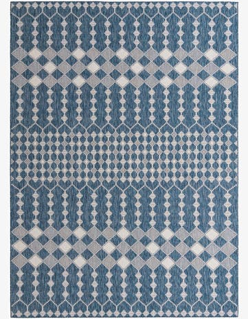 Blue Easy-Clean Trellis Indoor / Outdoor Rug