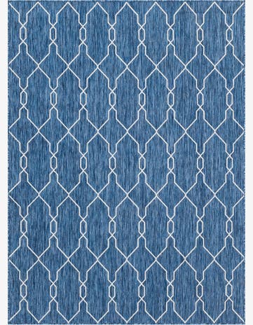 Blue Easy-Clean Trellis Indoor / Outdoor Rug