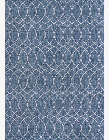 Blue Easy-Clean Trellis Indoor / Outdoor Rug