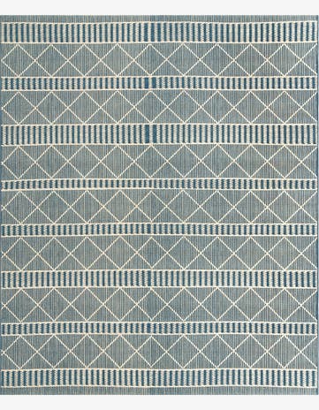 Blue Easy-Clean Trellis Indoor / Outdoor Rug