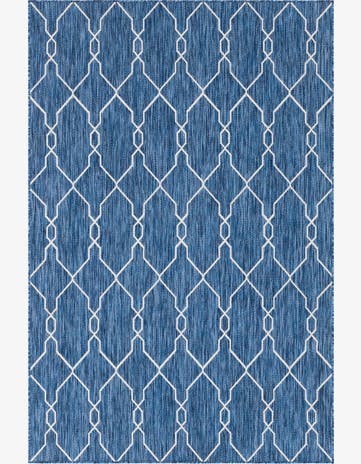 Blue Easy-Clean Trellis Indoor / Outdoor Rug