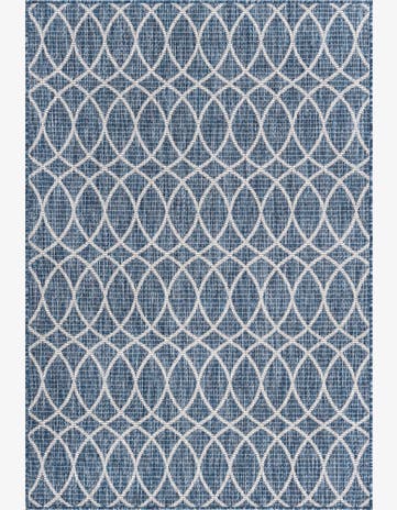 Blue Easy-Clean Trellis Indoor / Outdoor Rug