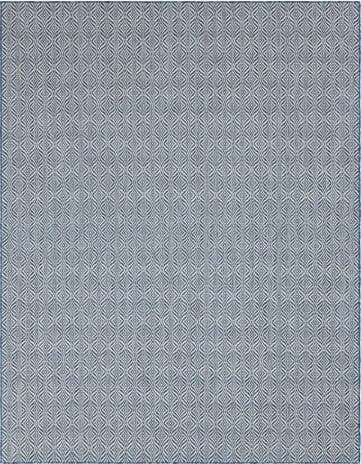 Blue Easy-Clean Trellis Indoor / Outdoor Rug