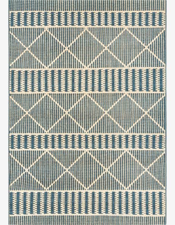 Blue Easy-Clean Trellis Indoor / Outdoor Rug
