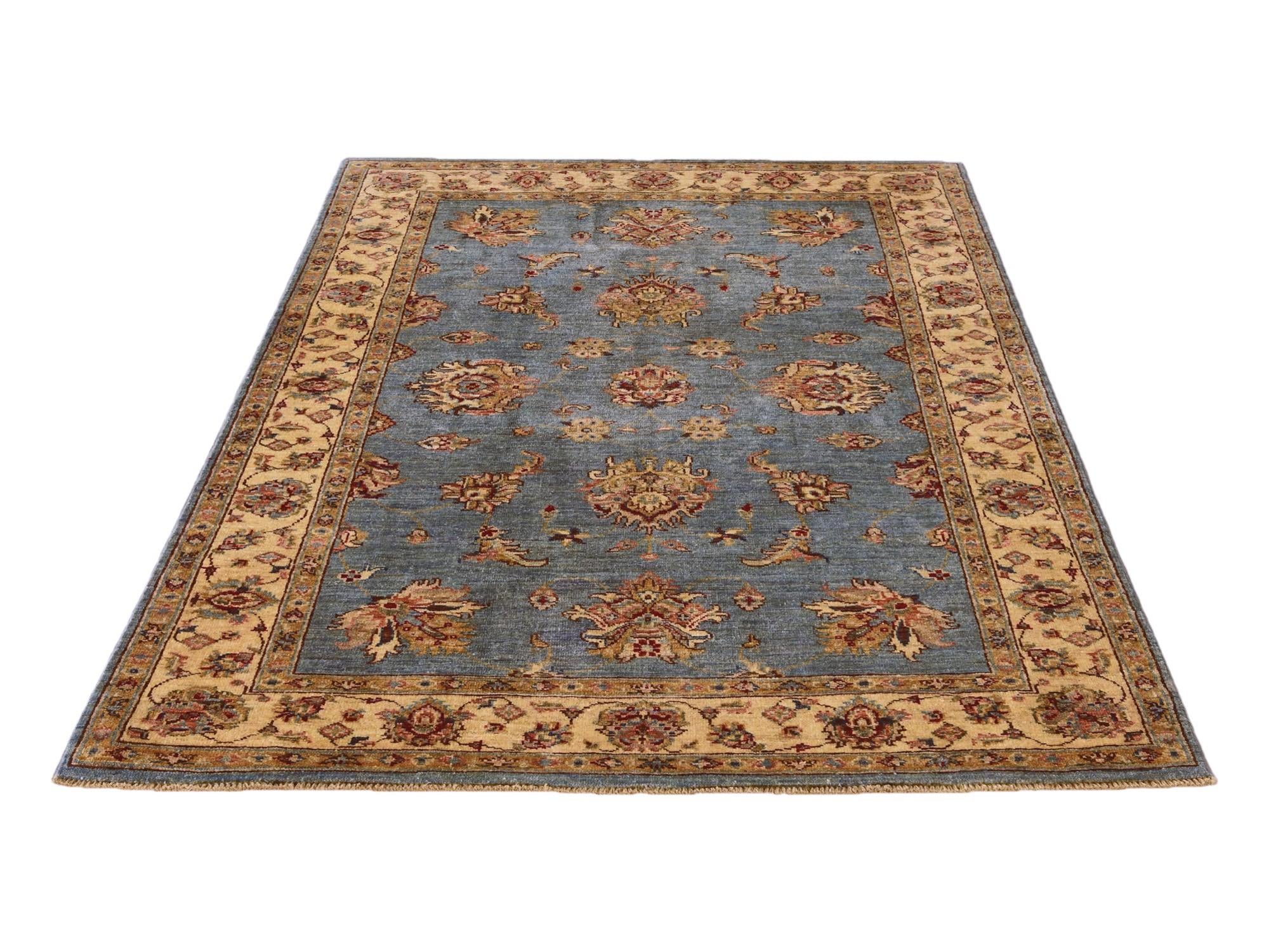 4' x 6' 4 Hand Knotted Pershawar Ziegler Rug