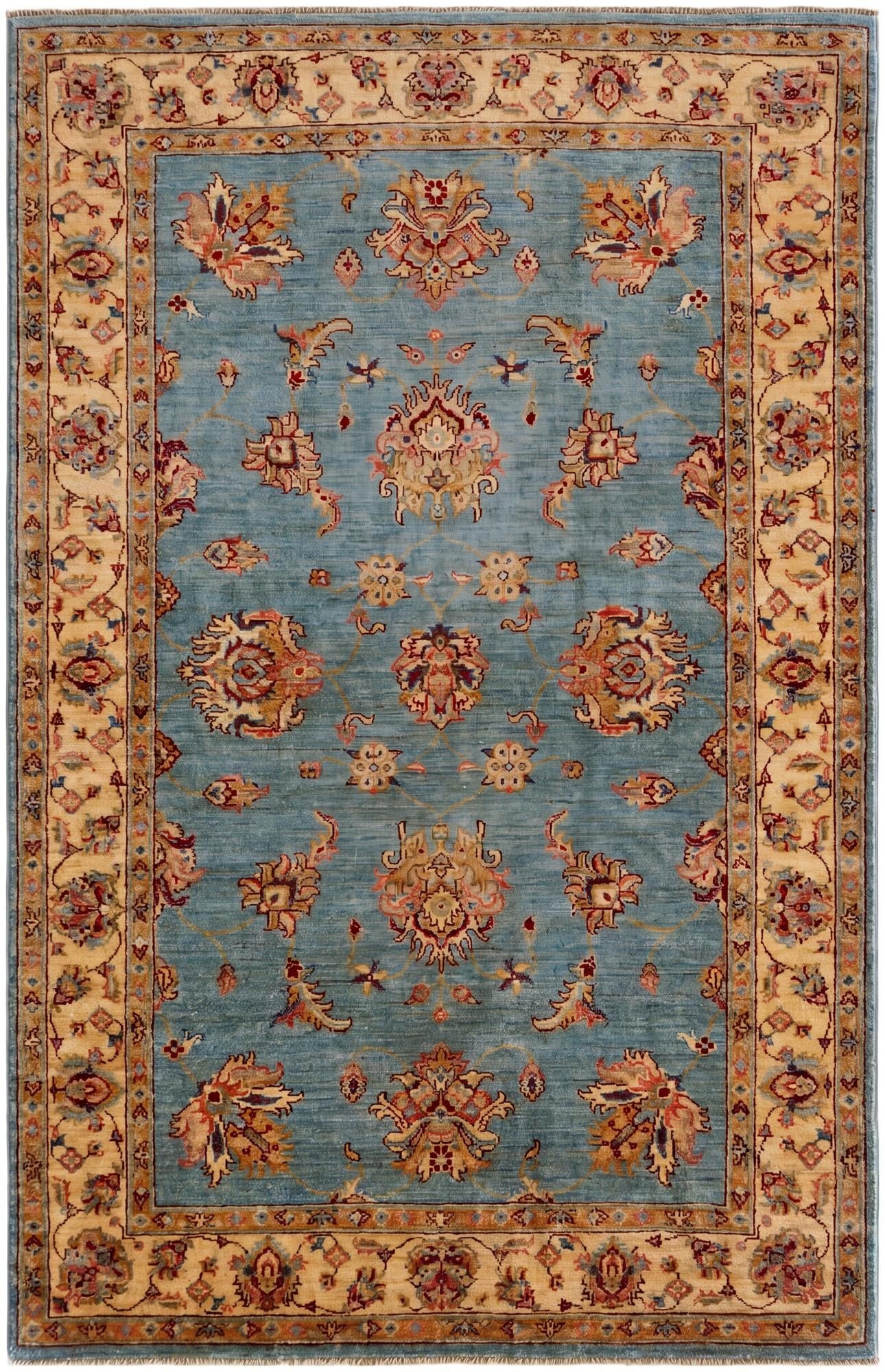 4' x 6' 4 Hand Knotted Pershawar Ziegler Rug