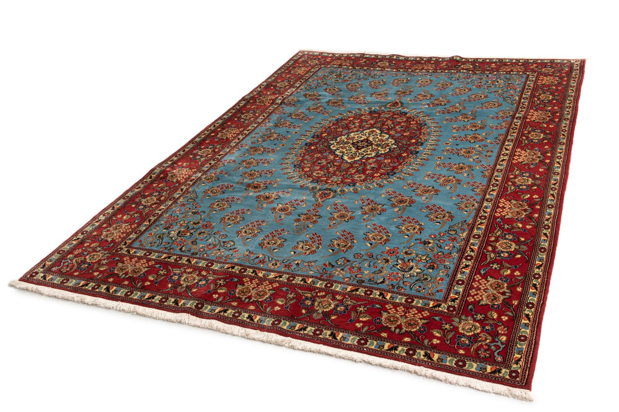 6' 7 x 9' 7 Hand Knotted Qom Persian Rug