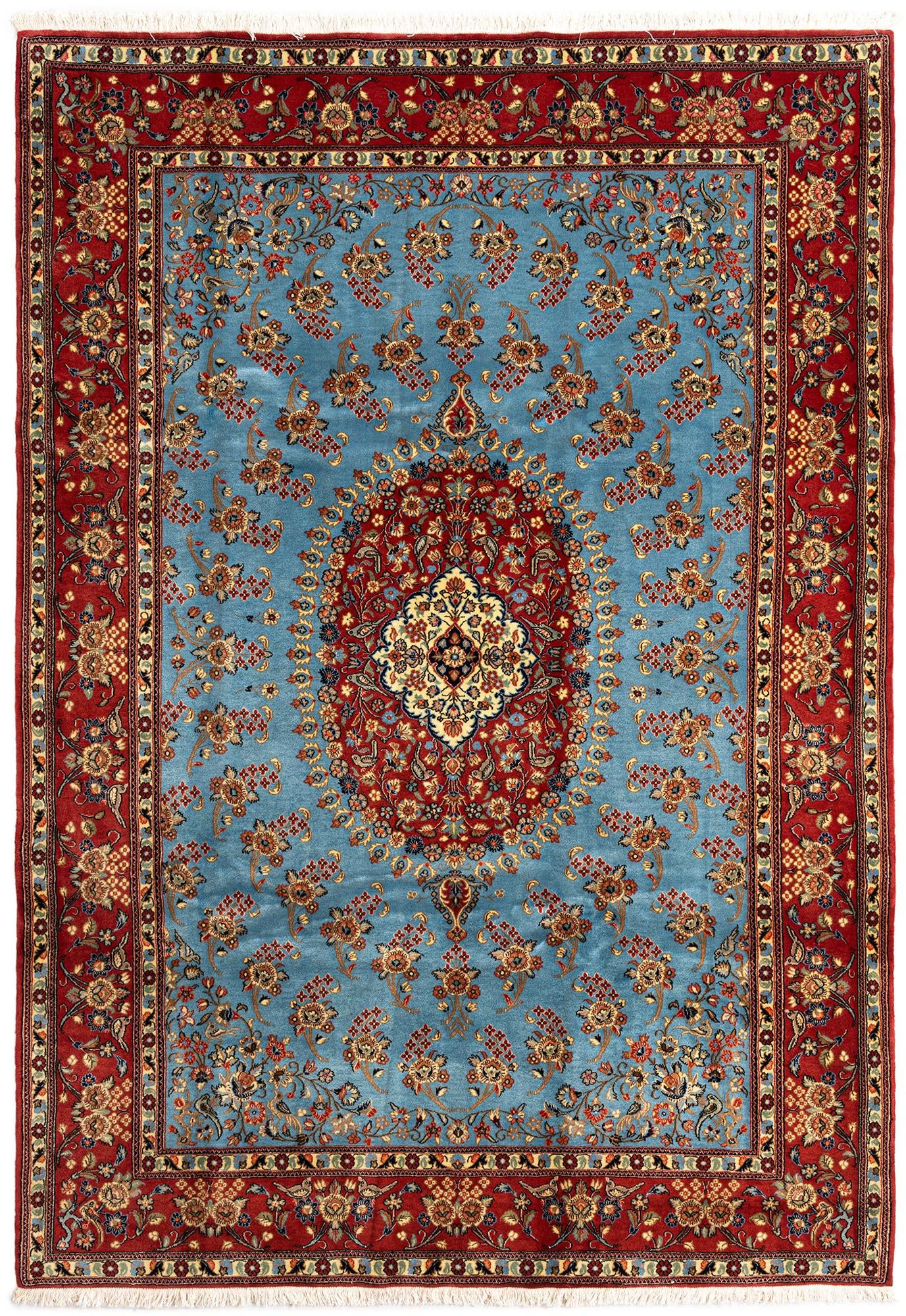 6' 7 x 9' 7 Hand Knotted Qom Persian Rug