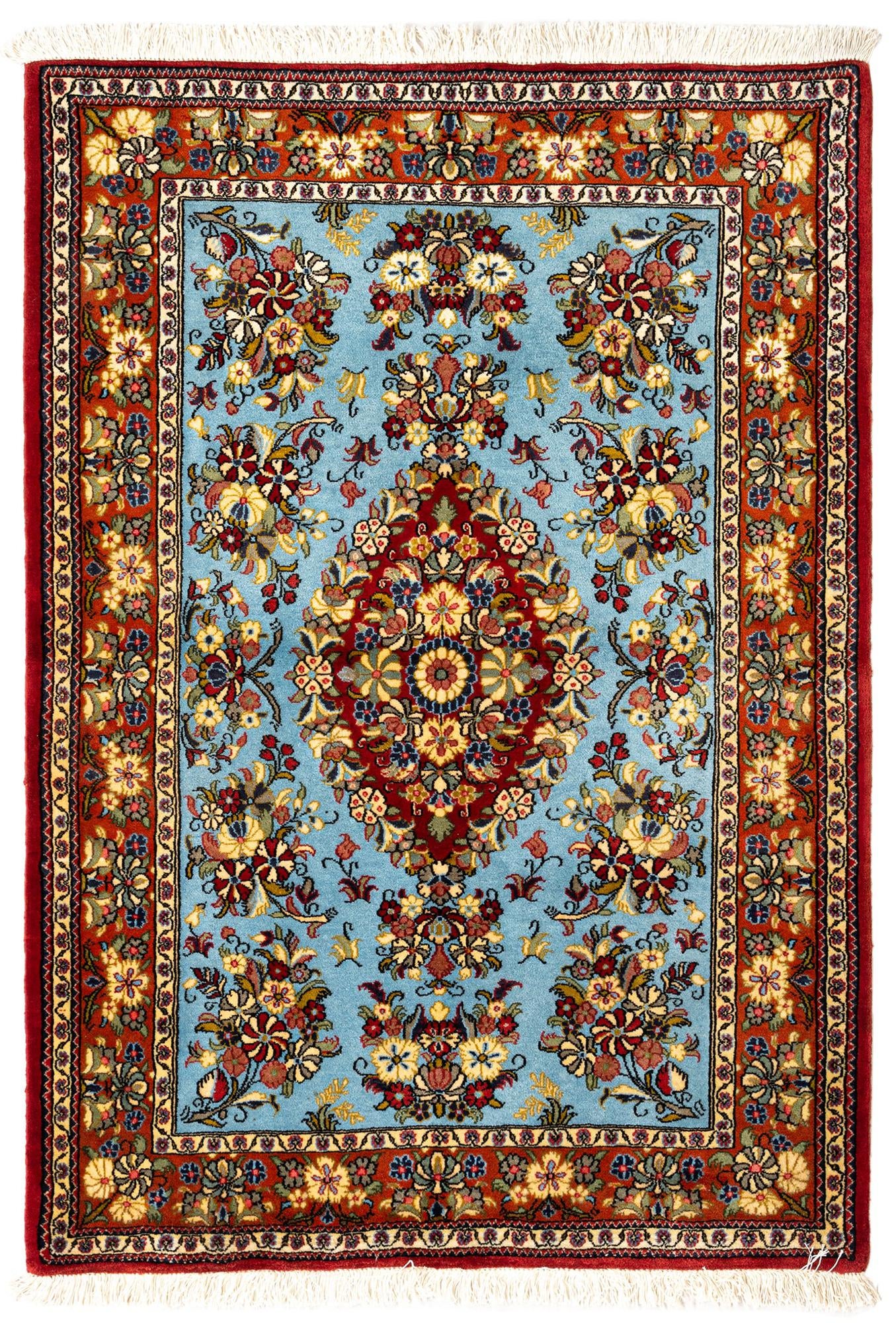 3' 6 x 4' 11 Hand Knotted Qom Persian Rug