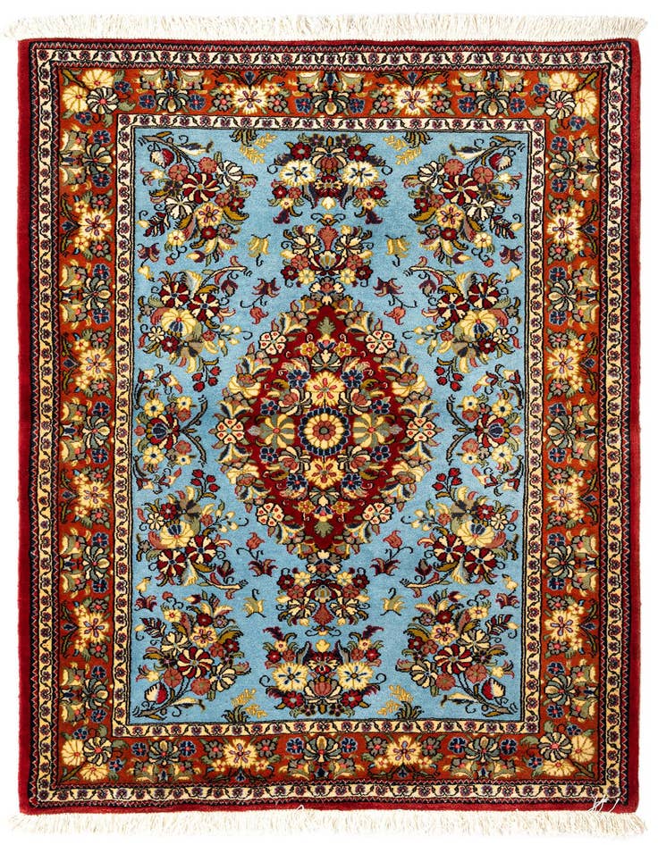Detail image of 3' 6 x 4' 11 Hand Knotted Qom Persian Rug