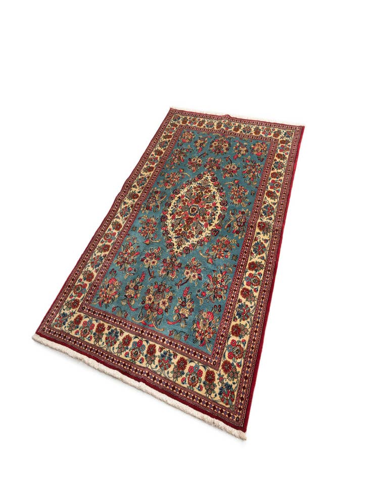 Detail image of 4' 8 x 6' 9  Hand Knotted Qom Persian Rug