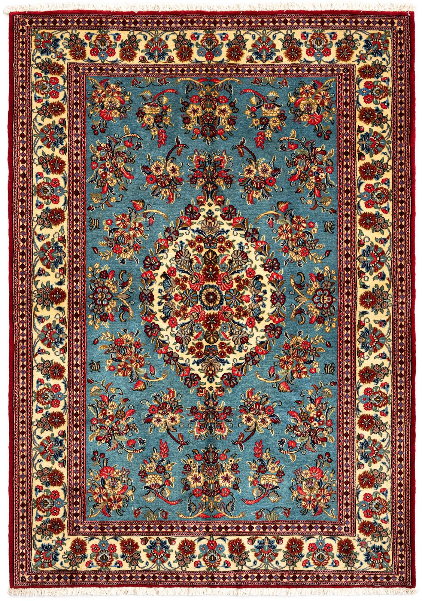 4' 8 x 6' 9 Hand Knotted Qom Persian Rug
